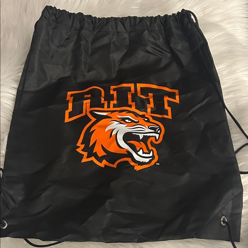 RIT Black Drawstring Bag Rochester Institute of Technology 14”x17”